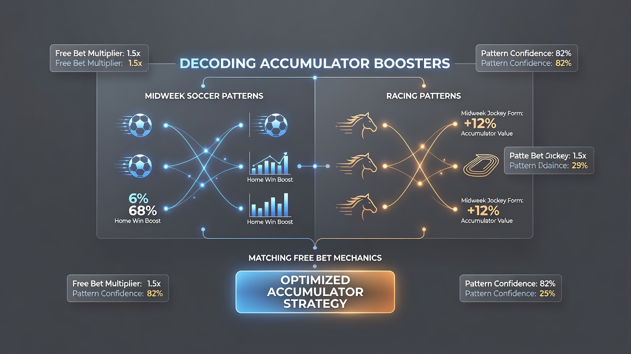 Accumulator boosters applied to midweek soccer fixtures and racing events
