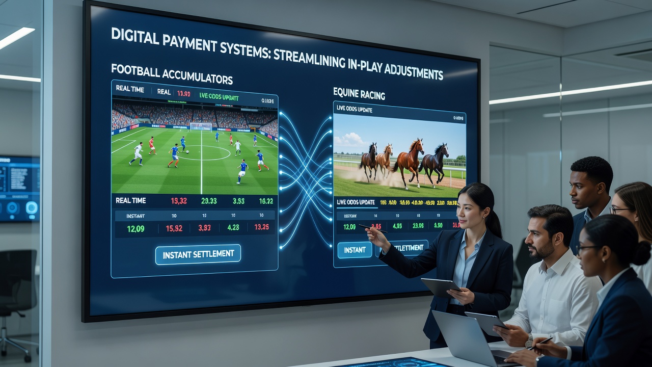 Mobile interface showing synchronized payment and betting adjustments during an ongoing horse race