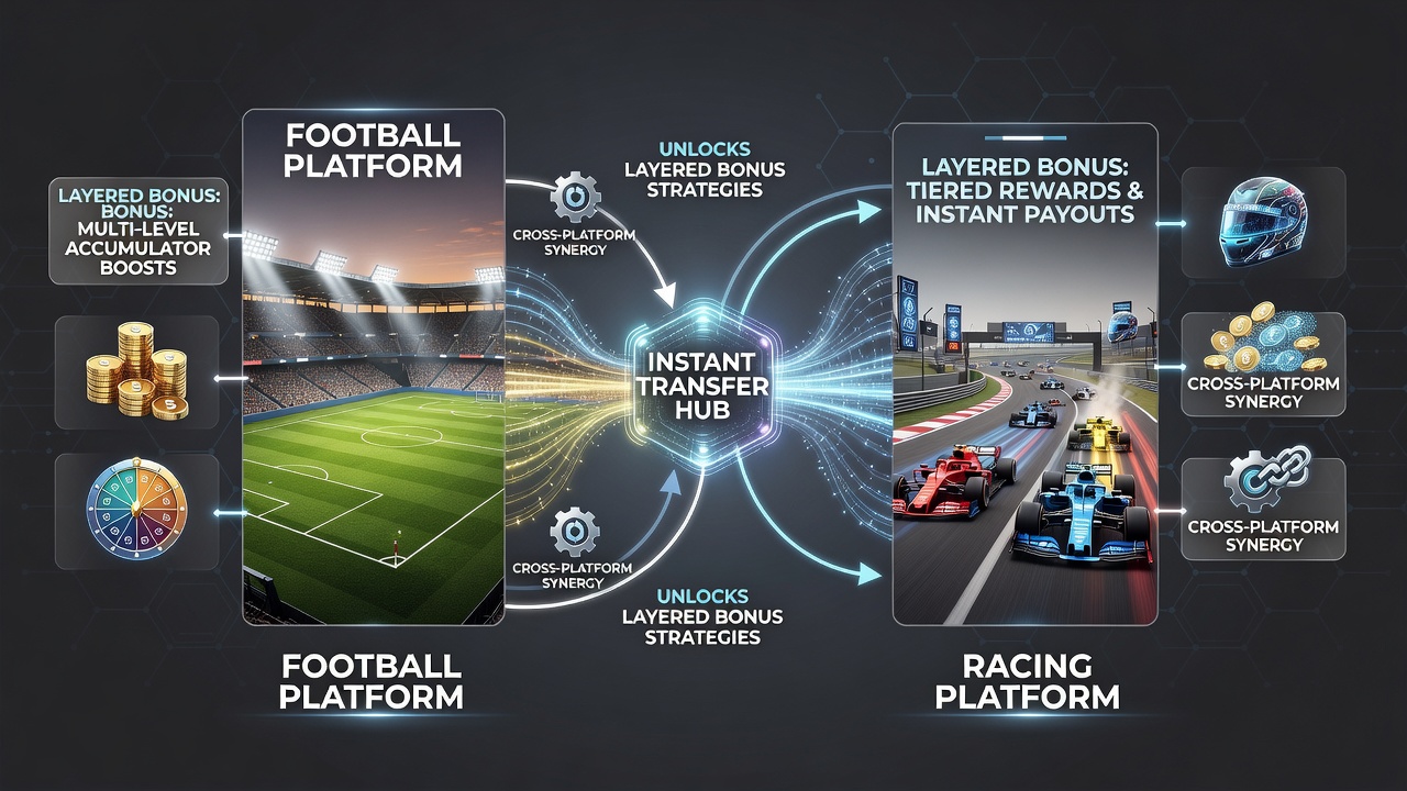 Racing platform interface displaying instant deposit confirmation alongside stacked racing bonus indicators