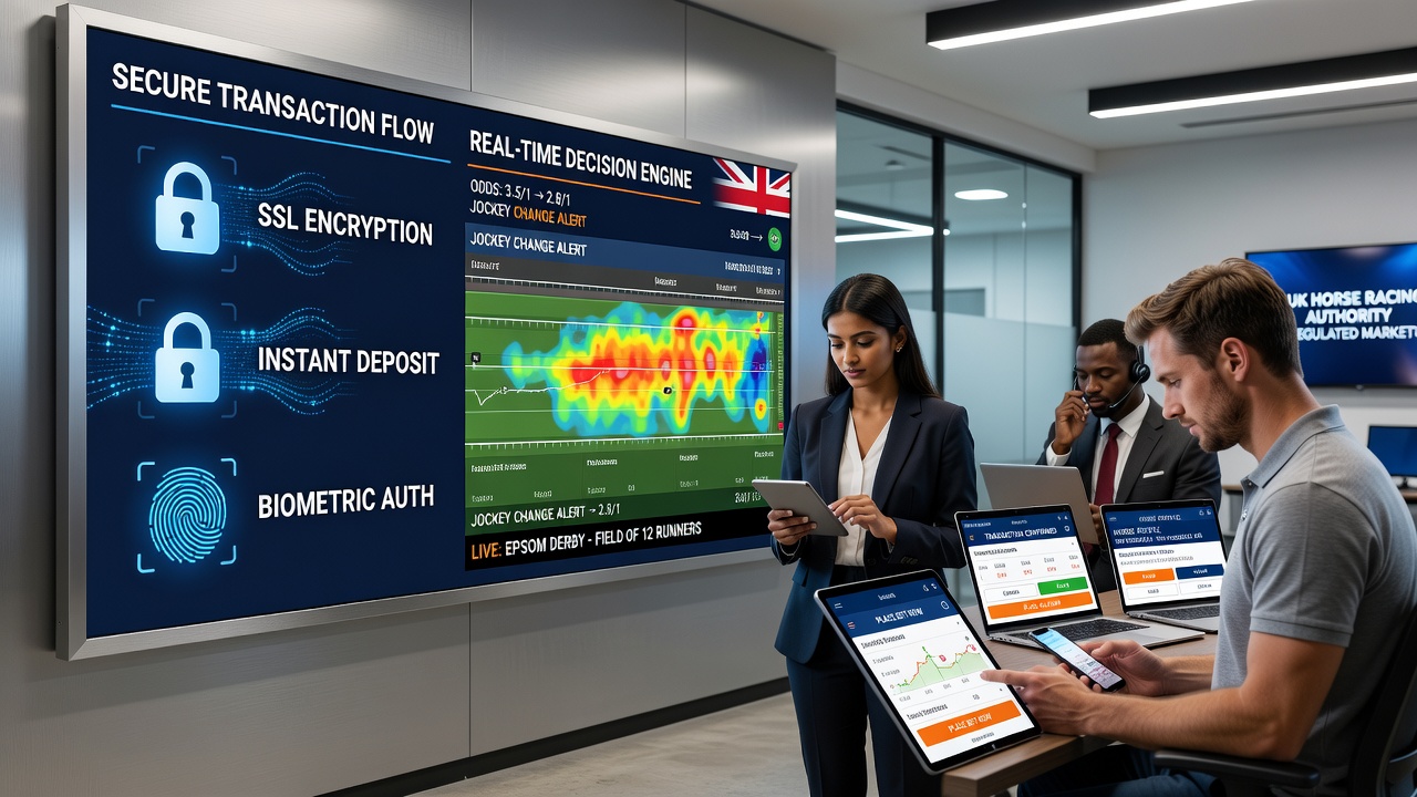 Close-up of smartphone screen showing live horse race odds alongside instant deposit confirmation