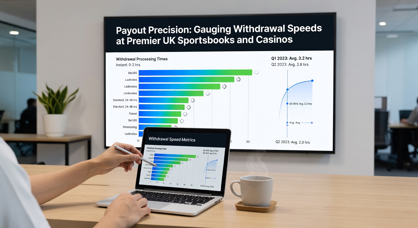 Bar chart comparing average withdrawal processing times for major UK sportsbooks and casinos, highlighting e-wallet speeds versus bank transfers