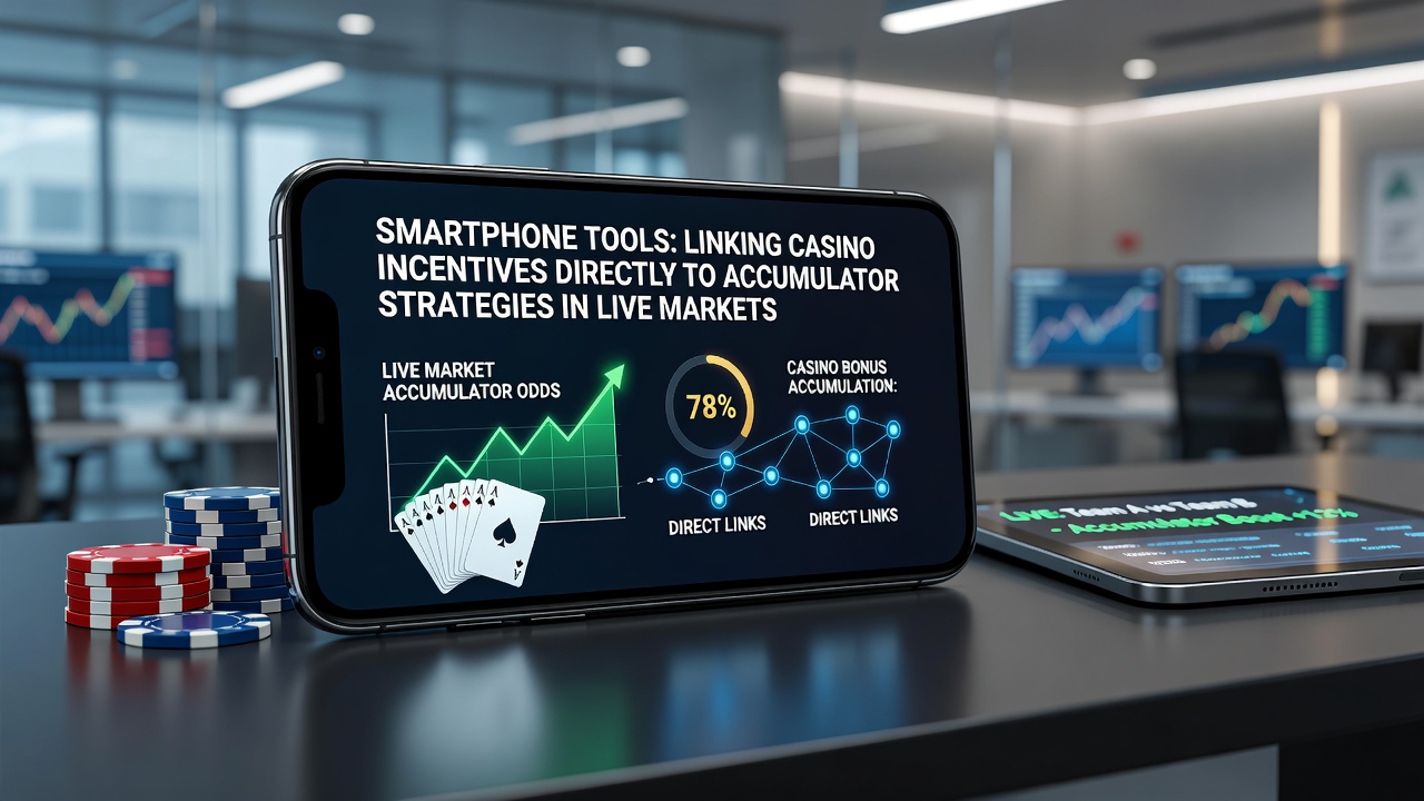 Smartphone screen displaying integrated casino and live betting accumulator interface