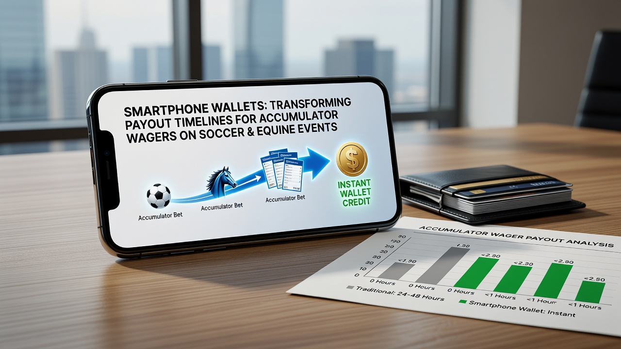 Close-up of mobile screen showing completed accumulator payout via digital wallet after soccer and horse racing bets