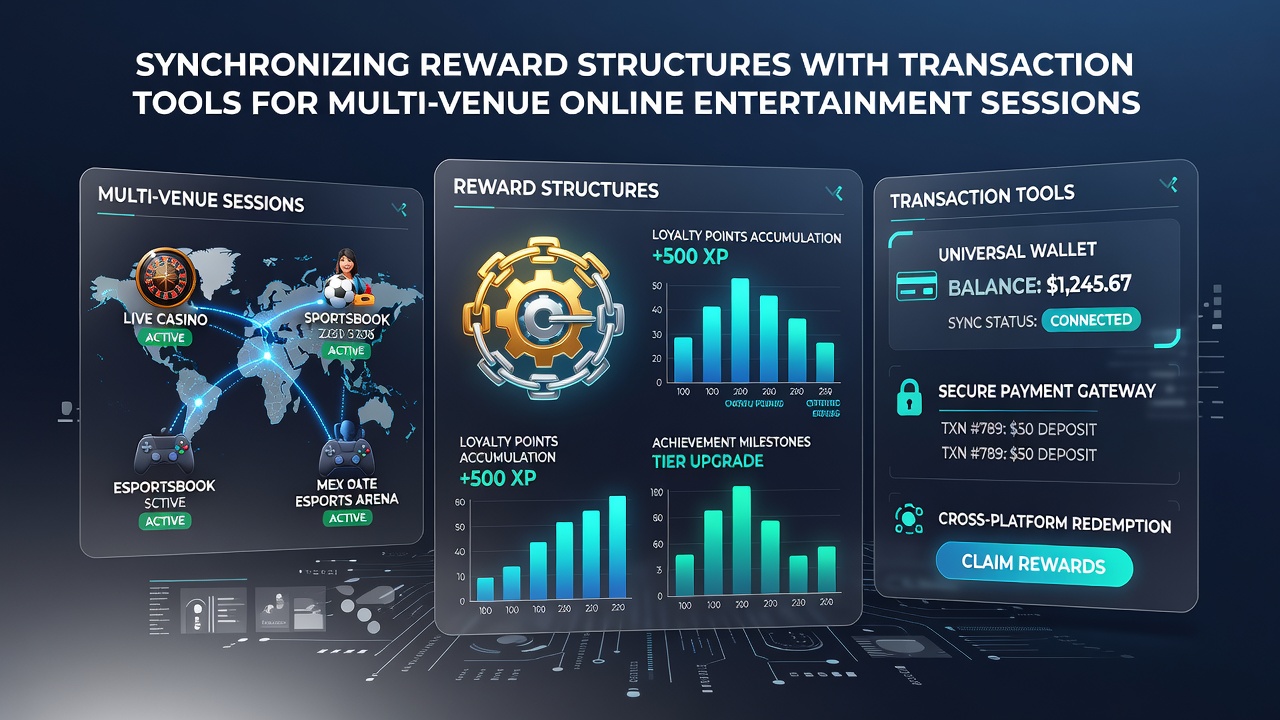 Users engaging with synchronized entertainment platforms showing reward balances updating alongside payment confirmations